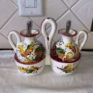 Vintage Borgioli oil & vinegar set with tray